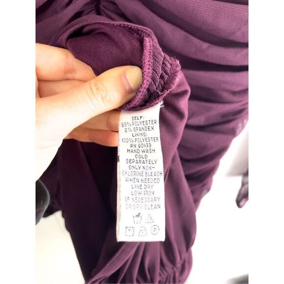 Mark Zunino Purple Mesh and Ruched Dress Size 16 - Picture 9 of 10